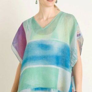 Chico's Linen Abstract Poncho